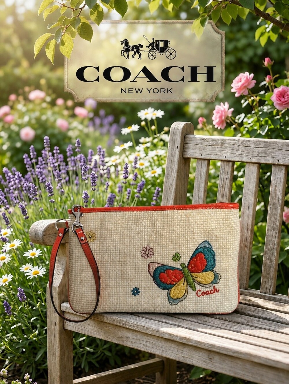 Coach Straw Oversized Wristlet